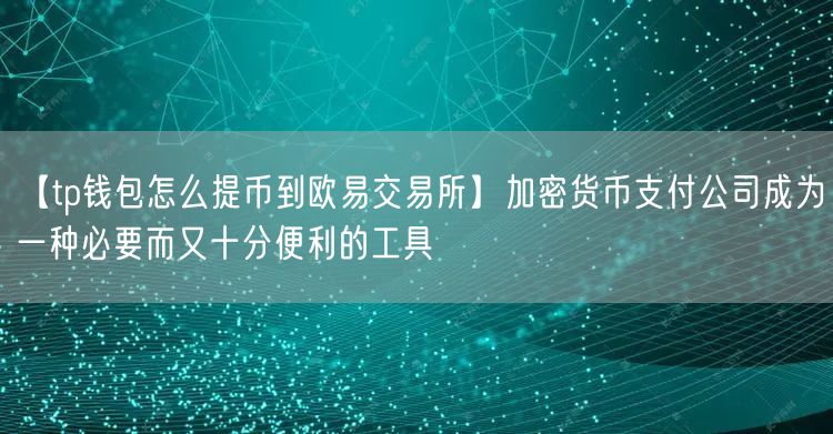 【tp钱包怎么提币到欧易交易所】加密货币支付公司成为一种必要而又十分便利的工具(图1)
