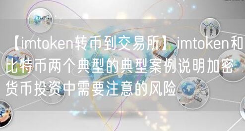 【imtoken转币到交易所】imtoken和比特币两个典型的典型案例说明加密货币投资中需要注意的风险(图1)